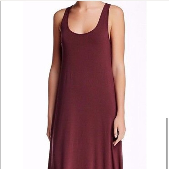 VINCE Maxi Dress Black Cherry w Chambray Racerback - Picture 2 of 3
